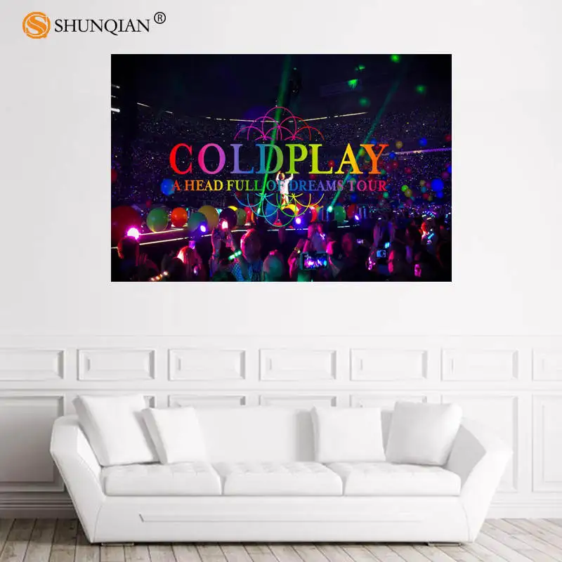 Красивый постер Coldplay на заказ атласный с принтом ткани настенный из шелковой 18 1