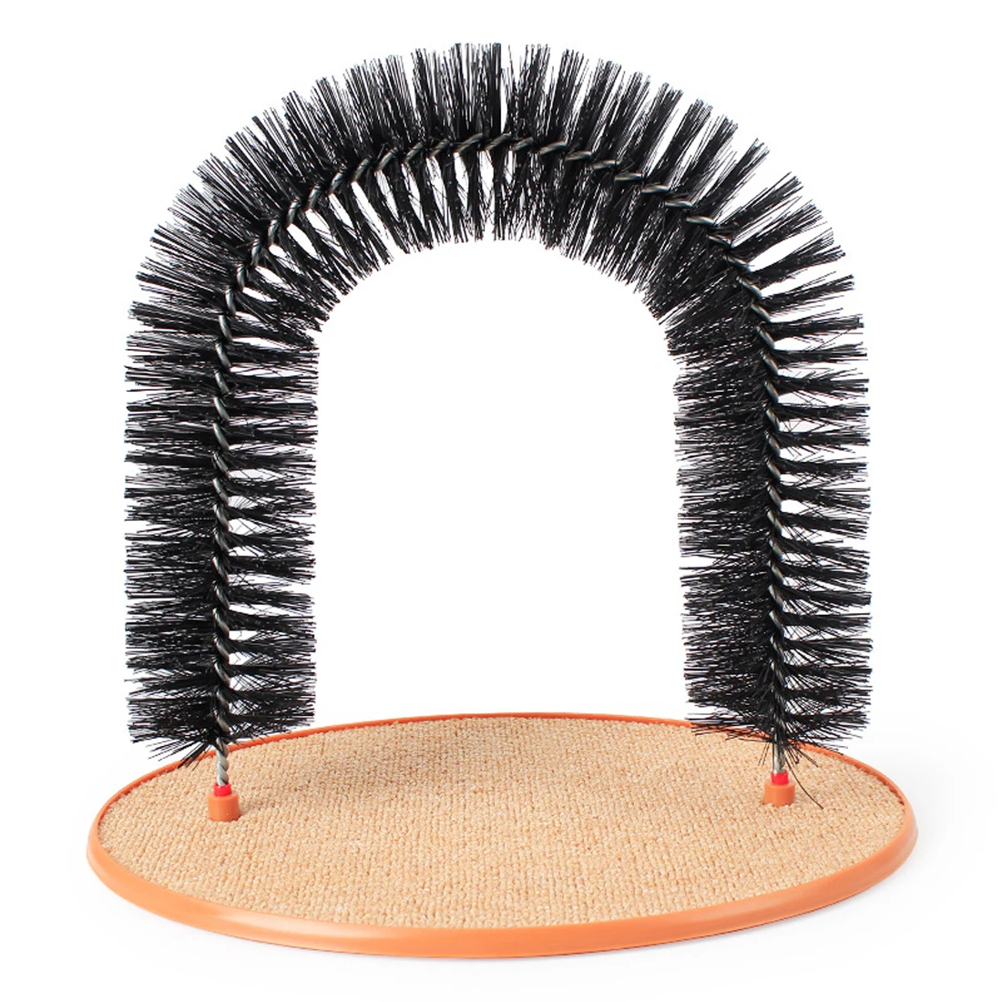 1pcs Good Arch Pet Cat Self Groomer With Round Fleece Base Cat Toy Brush Toys For Pets Scratching Devices - Цвет: black