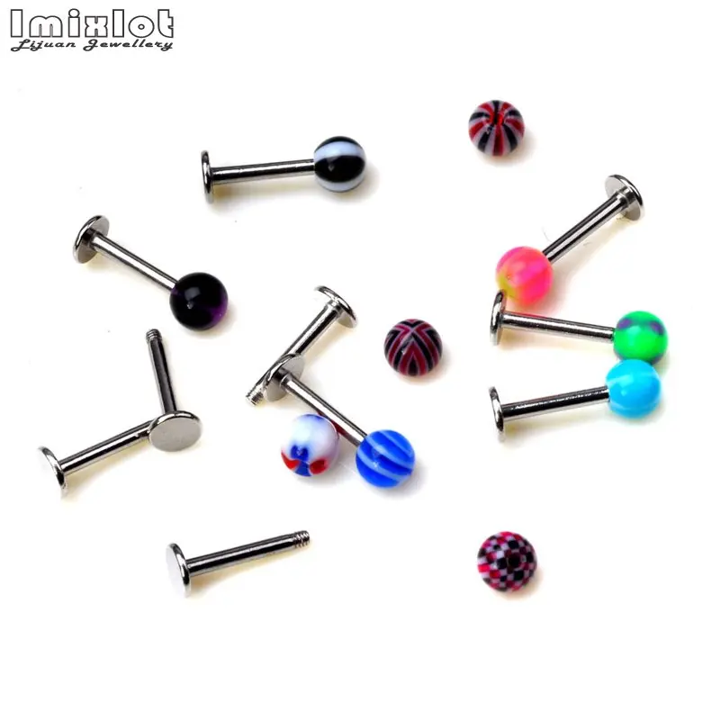 Новая мода 20 шт./лот красочные акриловые серьги для пирсинга губ хряща завитка