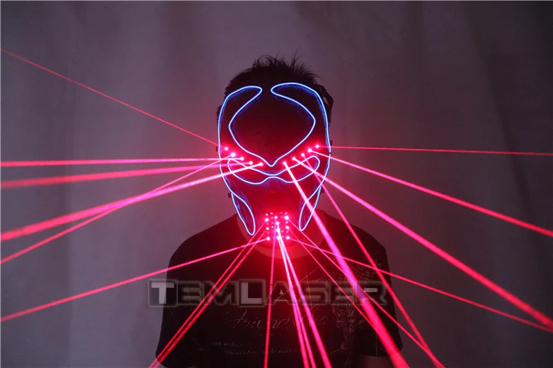 Модная красная лазерная маска, светящаяся, светильник Laserman, маска для лица, лазерное шоу, маски для Хэллоуина, для лазерного танцора, вечерние принадлежности