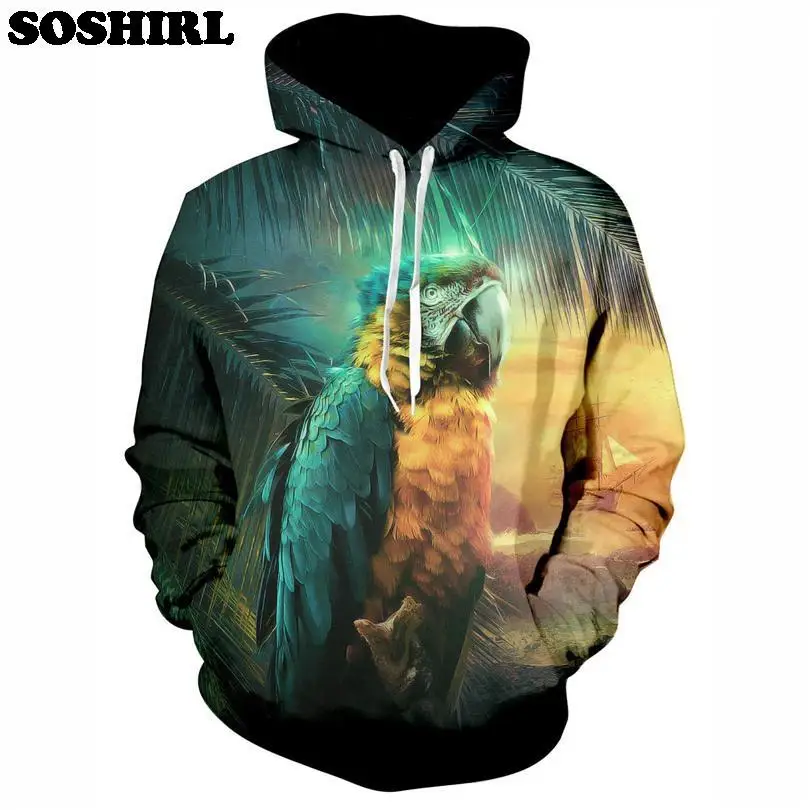 Толстовка SOSHIRL с изображением Галактики попугая 3D Крутая толстовка рисунком