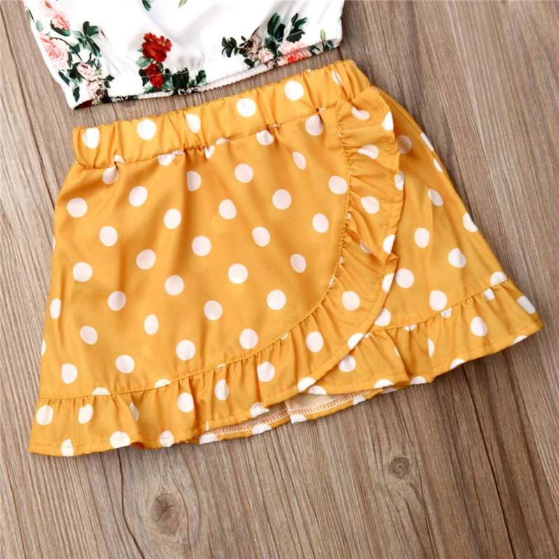 Милый комплект из 2 предметов одежда для маленьких девочек топы с открытыми