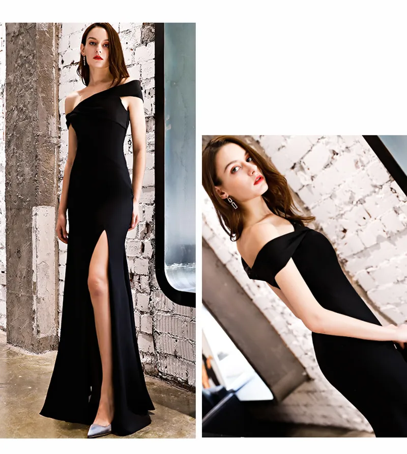 SOCCI Weekend Robe De Soiree Новое Вечернее платье русалки для банкета простые черные вечерние платья с высоким разрезом для выпускного вечера