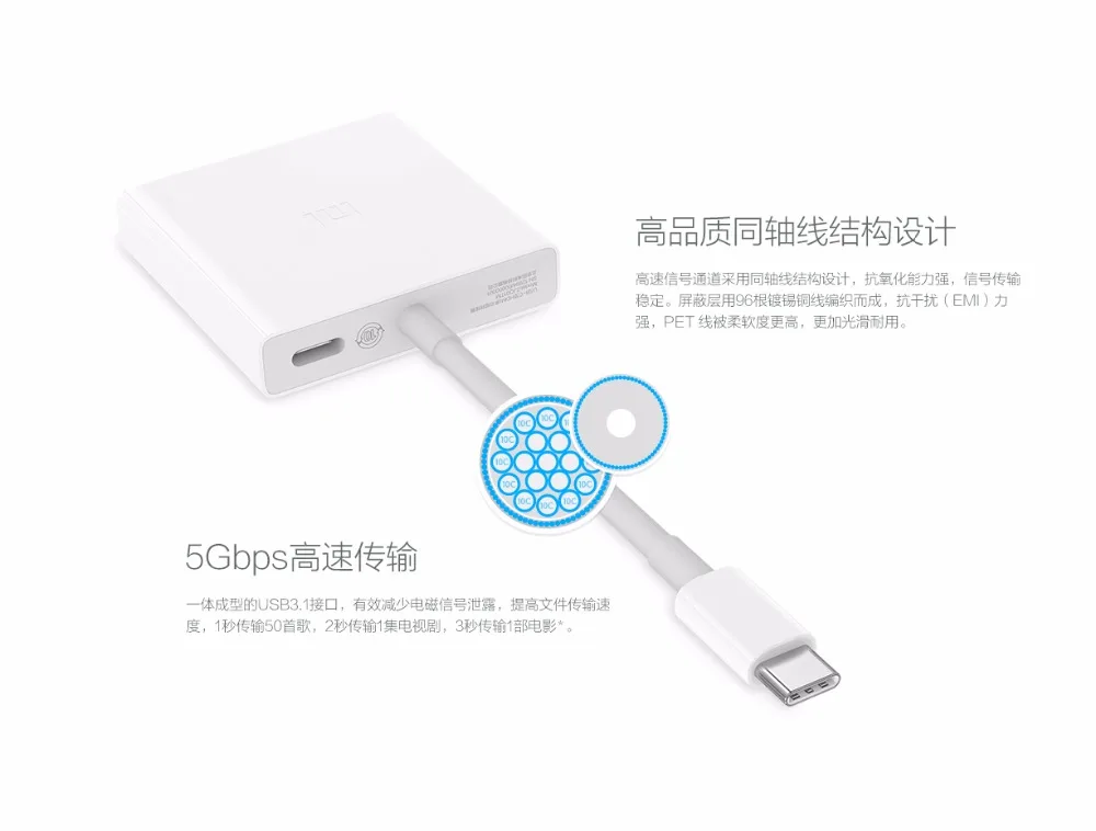 Оригинальный Xiaomi mi ноутбук Air USB-C HD 4k USB 3 0 многофункциональный адаптер usb type C PD 2 |