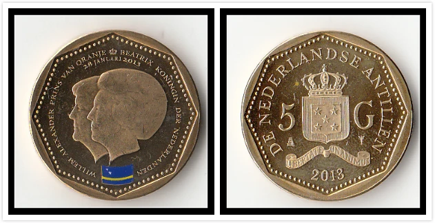 Голландские Антильские острова Кюрасао 5 щитов монета 100% настоящие и