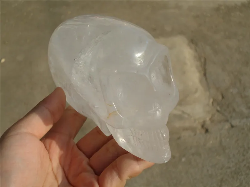 

1050g AAA+ Rare Large Realistic Long Body Clear Quartz Phantom Quartz Crystal Skull Handmade High Quality Reiki Healing