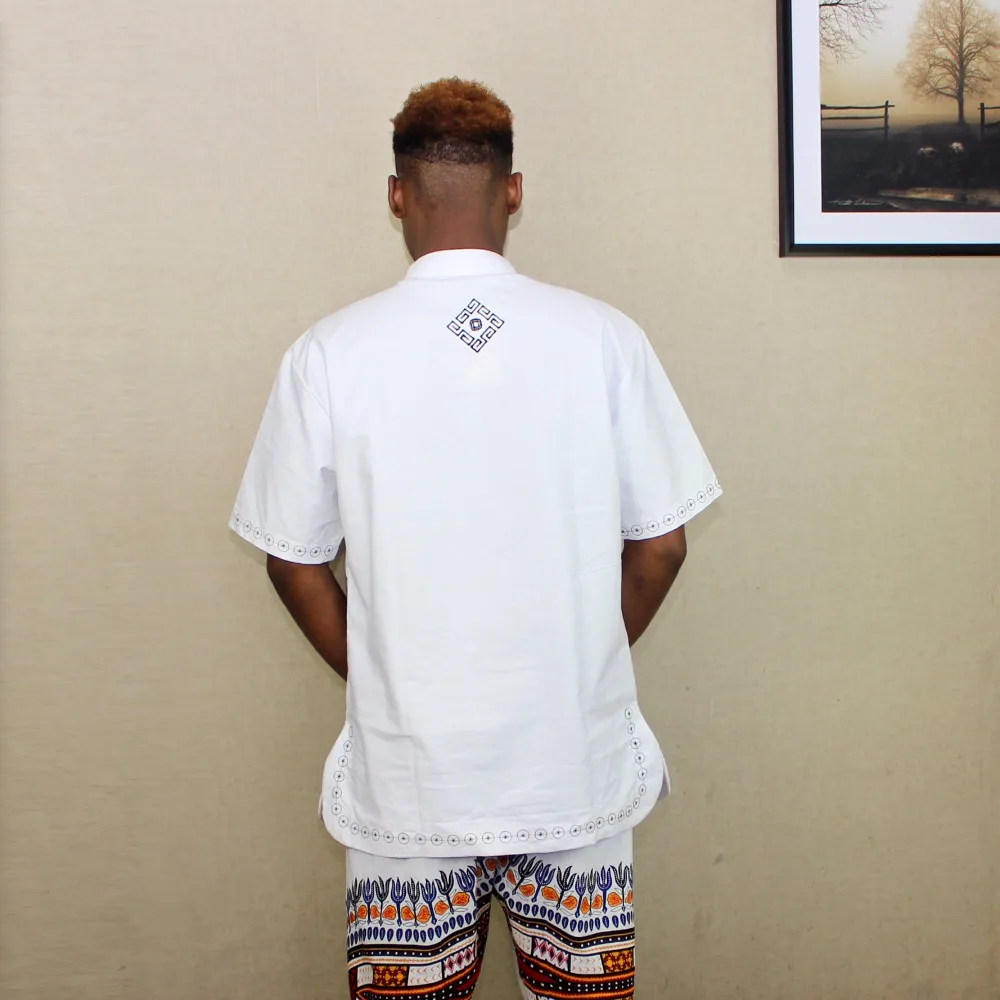 Dashikiage Мужская африканская винтажная Туника тканая высокого качества вышитая Футболка с бахромой Этническая Дашики Хиппи фестиваль Топы