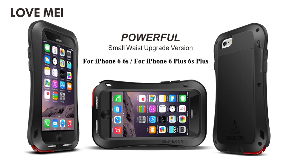 Gorilla glass) LOVE MEI Armor чехол для iPhone 6 6s 6 Plus металлический алюминиевый чехол для iPhone 6s Plus 6 Plus защита от воды/ударов/дождя