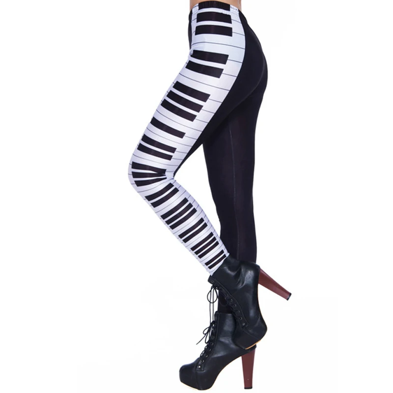Palicy 3D Print Leggings Women High Waist Slim Workout Steampunk Leggings Black White Casual High Elasticity Trousers