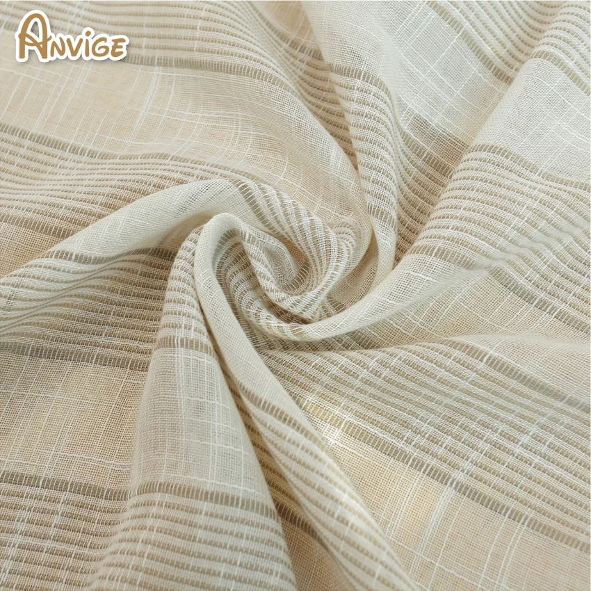 Хлопок/лен ткань современная полосатая драпировка Просвечивающая чистая