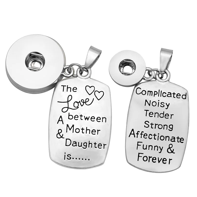New &quotThe love between mother&ampdaughter&quot Words snap Pendant Necklace fit 18mm buttons DIY Fittings for necklace XL5057 | Украшения