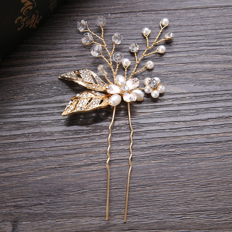 Заколка для волос с кристаллами золотого цвета аксессуары свадьбы|crystal hairpins|clip