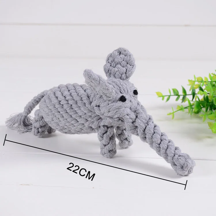 elephant Игрушки-веревки для собак, дизайн животных, двойной узел, хлопковая веревка для собак, прочные жевательные игрушки, обучающие игрушки для прорезывания зубов для маленьких и средних щенков - Цвет: elephant