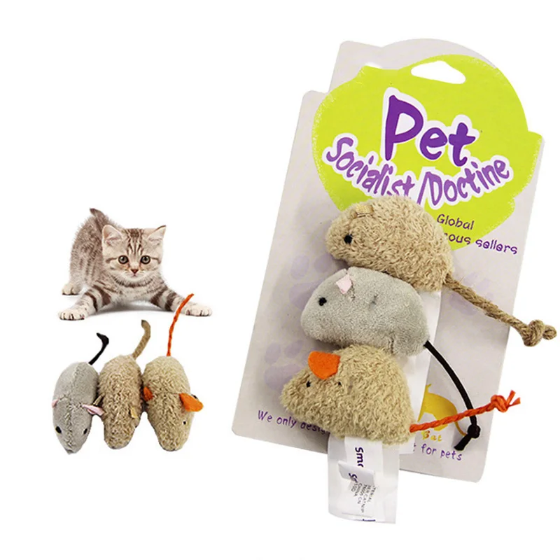 3 шт./компл. кошка укуса упорная игрушка плюшевая имитация мыши прятки игра