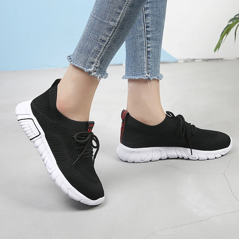 Black Women Sneakers 2019 Casual Shoes Ladies Autumn for Female Breathable Mesh Non-slip Trainers | Обувь