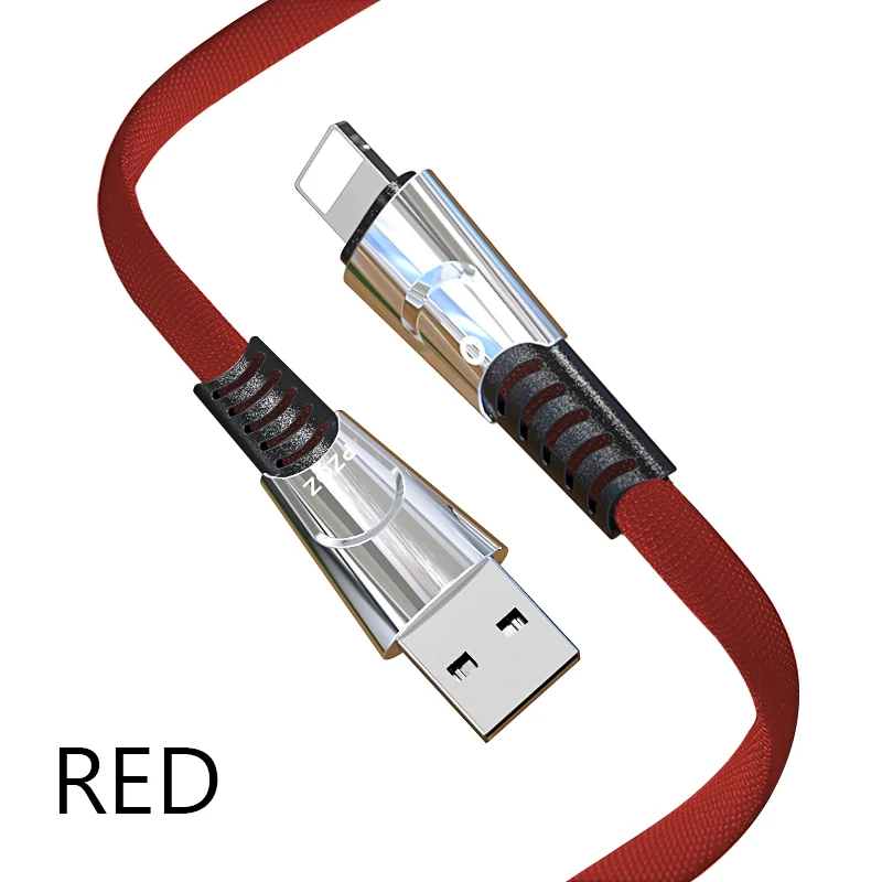 Red PZOZ для iphone Xs Max зарядный кабель Usb цинковый сплав металл быстрое зарядное устройство для iphone X 8 7 6 s 6s 5S короткий Шнур кабель для мобильного телефона - Цвет: Red