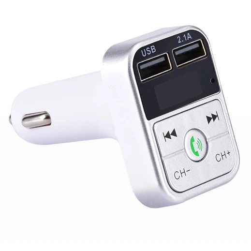 Серебристый Bluetooth автомобильный набор, свободные руки, FM передатчик Hands Free стайлинга автомобилей MP3 музыкальный проигрыватель TF флеш Музыка 5V 2.1A USB Зарядное устройство 12 V-24 V FM модулятор - Название цвета: Серебристый
