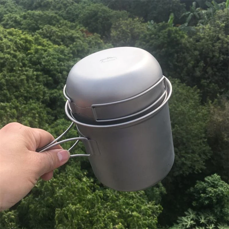 

Single use through the version of Esman lightweight titanium combination 2 piece set pot titanium pot titanium bowl combination