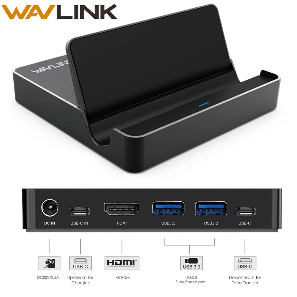 Wavlink Алюминиевый USB 3 0 мини док станция 1 Gen 2 Type C дисплей 50 Вт с доставкой питания 4K @
