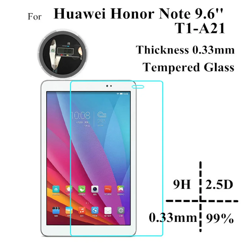 

9H Tempered Glass For Huawei MediaPad T1 10 T1-A21W Screen Protector For Huawei T1 9.6 T1-A21L T1-A23L Honor Note tablet Glass