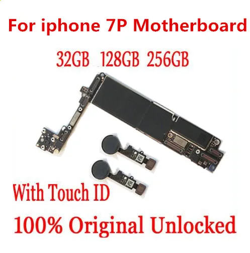 Оригинальный разблокирована для iphone 7 plus материнской платы с Touch ID/без ID P