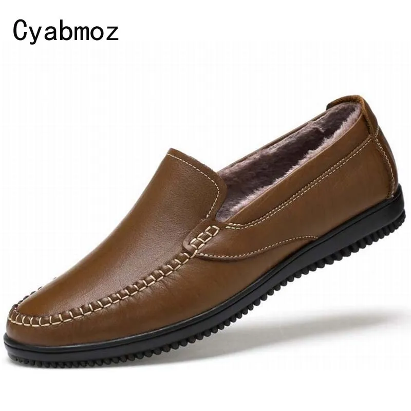 Big Sizes Genuine Leather Fashion Men Shoes Handmade Summer Autumn Winter High Quality Men Flats Shoes 38-46 Soft Sole Loafers