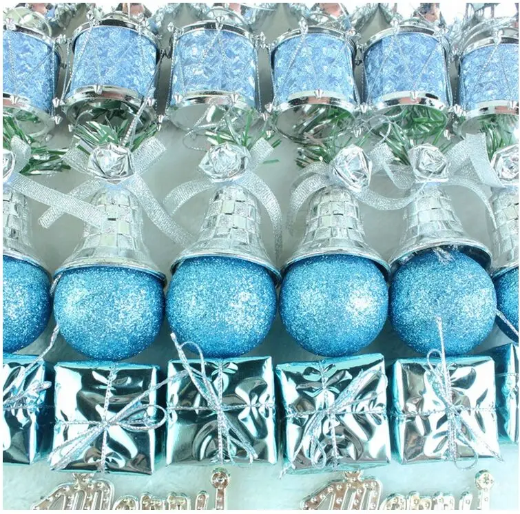 32 шт./лот Золотая синяя Снежинка Рождественская елка подвесные украшения для