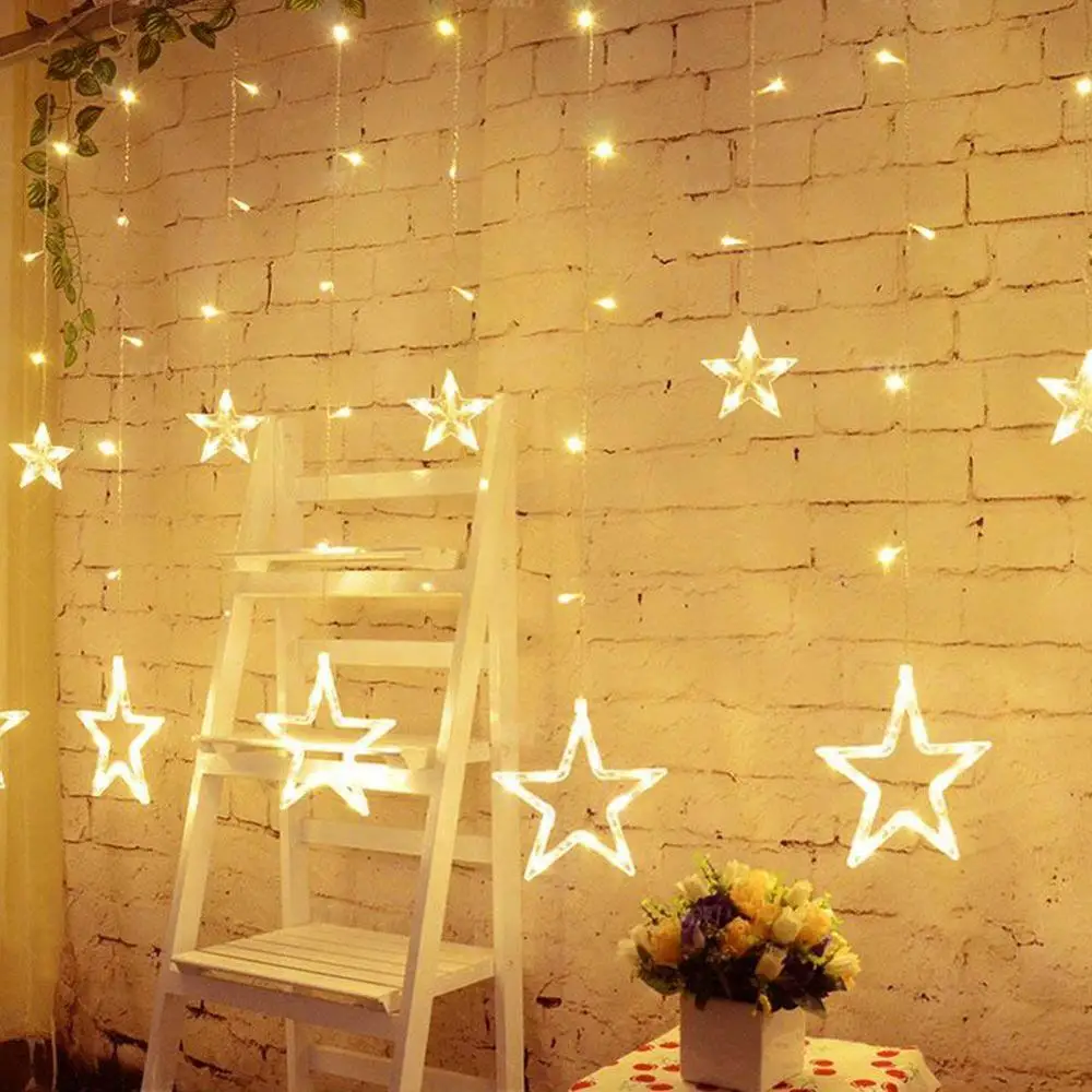 Светильник для занавесок с пентаграммой, звездой, гирляндой, светильник s, сказочный, вечерние, свадебные, на день рождения, Рождественский светильник, внутренний декоративный светильник
