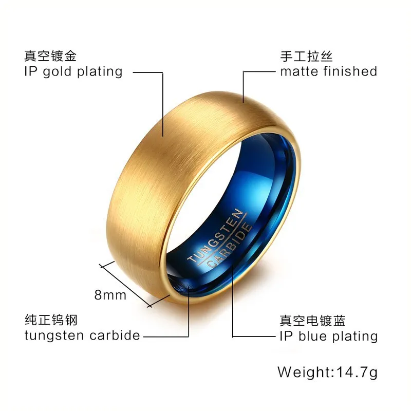 Мужское кольцо с вольфрамовым покрытием Размеры 7 8 9 10 11 12 | Украшения и аксессуары