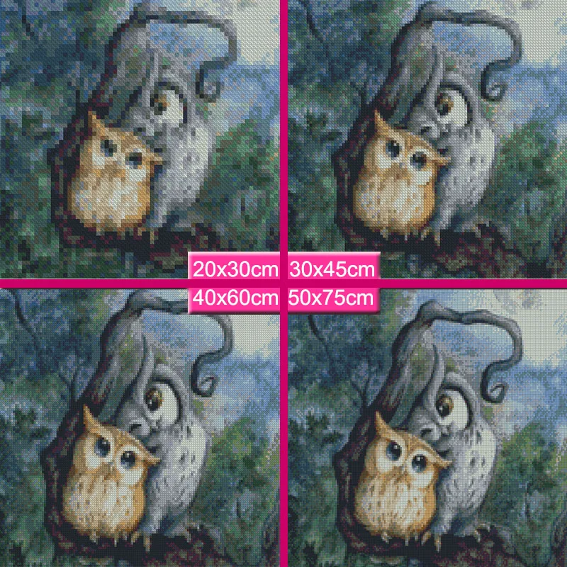 Meian Animal owl lover Diamond Embroidery 5D DIY Diamond Painting Cross Stitch Picture Full Round Diamond Mosaic Home Decor
