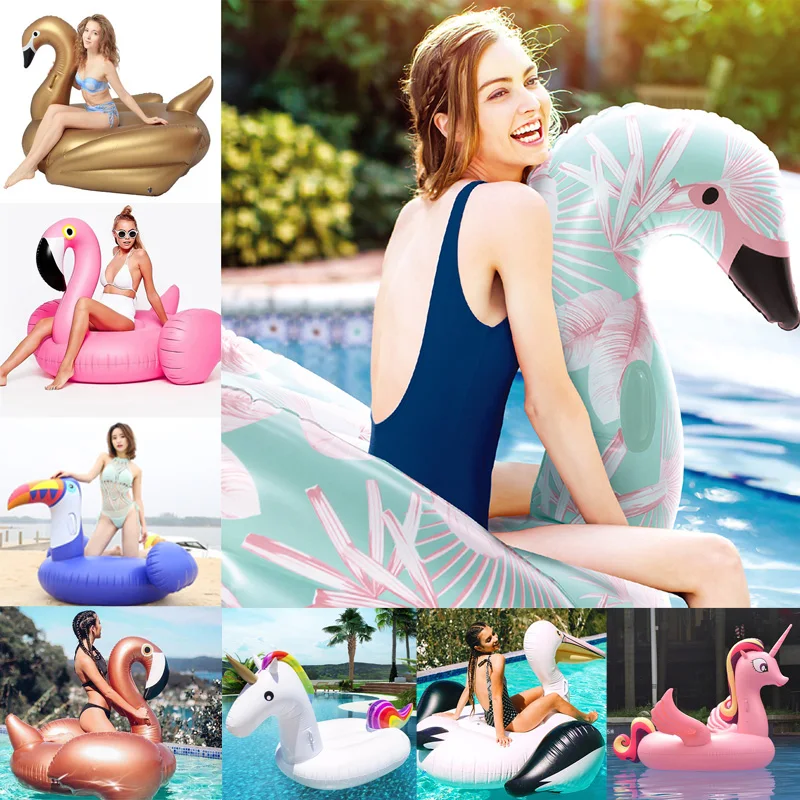 

24 Style Giant Flamingo Unicorn Inflatable Float Ride-on Duck Swan Air Mattress For Baby&Child&Adult Pool Party Toys Lounge boia