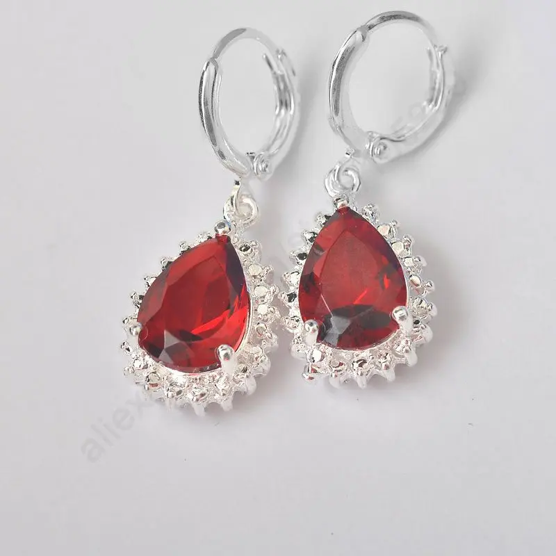 

Wholesale Charming Red AAA+ Crystal Jewelry High Quality 925 Sterling Silver Loop Earring For Woman