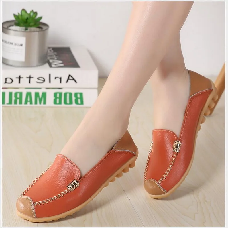 2023 Spring/Autumn Genuine Leather Shoes Flat Women Casual Shoes Ballet Flats Women Four Seasons Nurse Loafers Flats