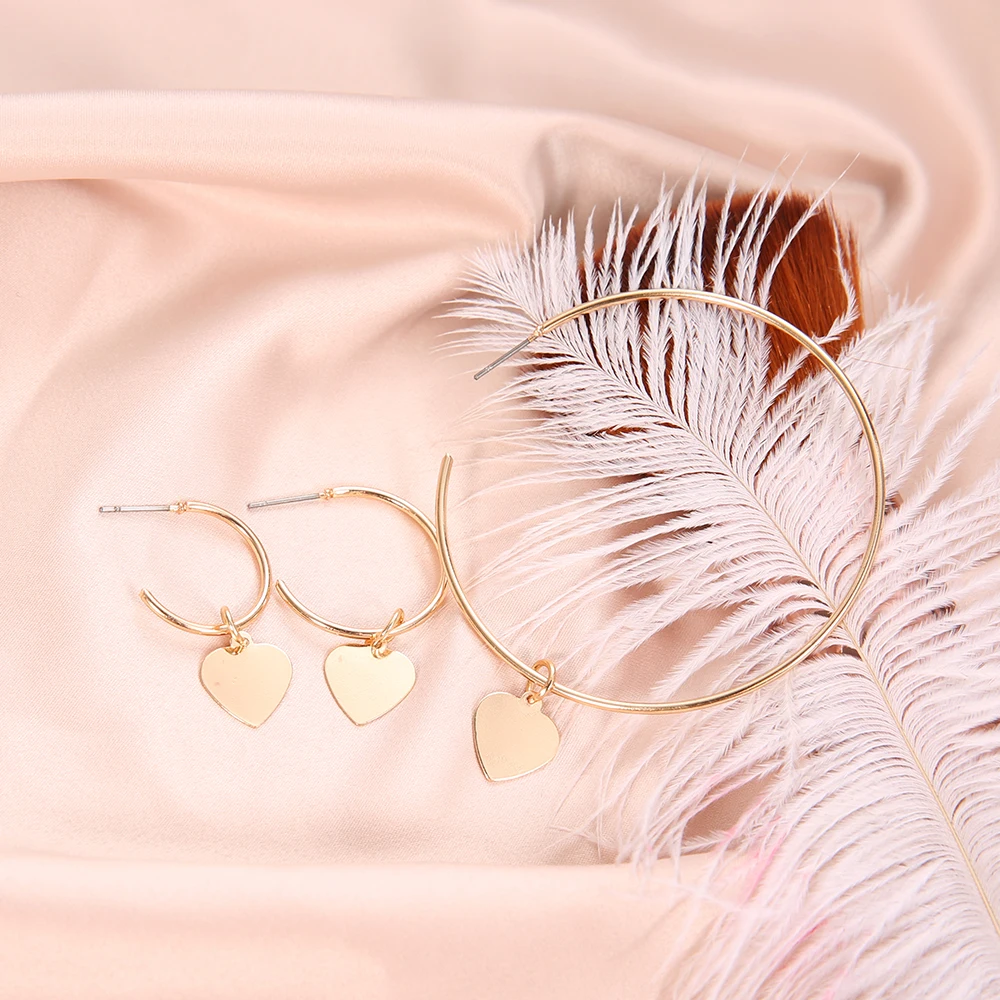 3 шт./компл. женские серьги модные ювелирные изделия большой круг сердце кулон