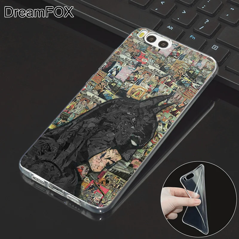 DREAMFOX M060 Бэтмен Мягкий ТПУ силиконовый чехол для Xiaomi Mi Note 2 3 4 5 6 8 SE M5 4C 4S 5C 5S 5X 6X A1