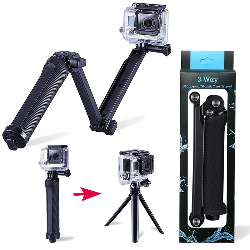 3 сторонний водонепроницаемый монопод селфи Палка для Gopro Hero 8 7 6 5 Black SJ4000 Xiaomi Yi 4K