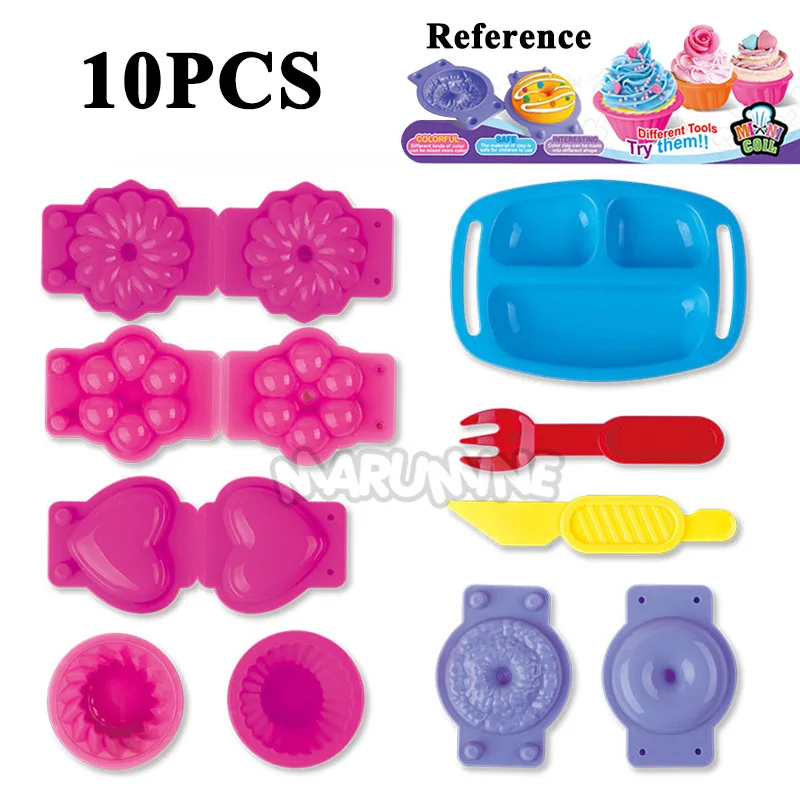10PCS Dessert Marumine 3D Цвет глины плесень пластилина, лепка из Tool Kit Лапша Maker пельмени Еда пластилина, развивающие игрушки для детей - Цвет: 10PCS Dessert