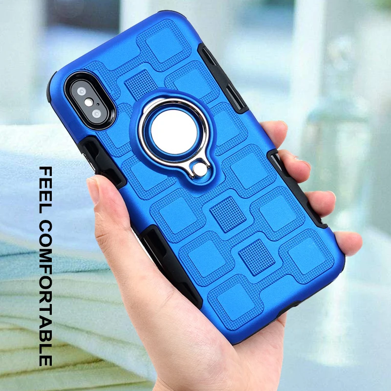 Матовый чехол Roc Joan Ice Feel для IPhone 6 6s Plus/7 8 Plus/X 10 Armor металлическое кольцо