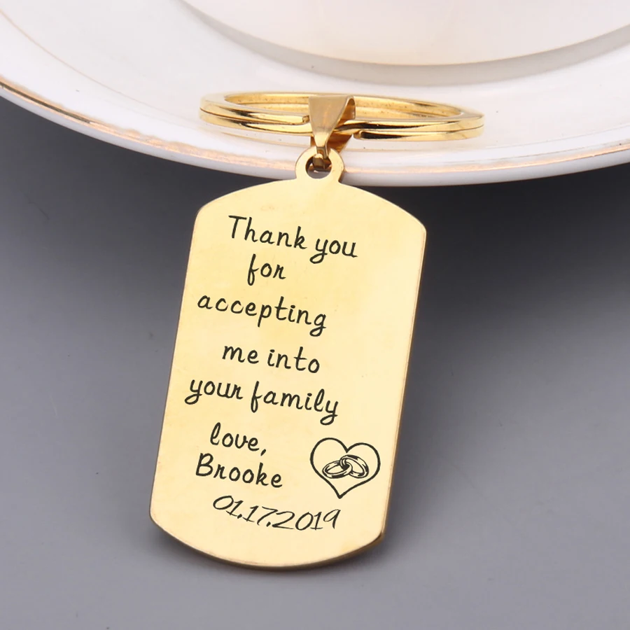 Деликатное имя и Дата индивидуальные цепочки для ключей выгравированы спасибо