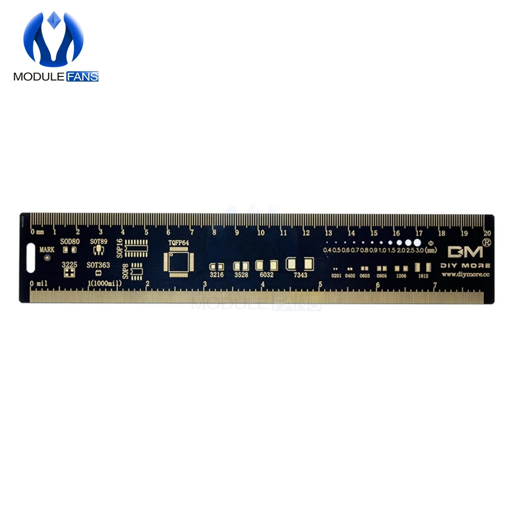 1 комплект 15 см 20 см 25 см Многофункциональный PCB линейка, измерительный инструмент резисторный конденсатор микросхема SMD диод, транзистор посылка 180 градусов