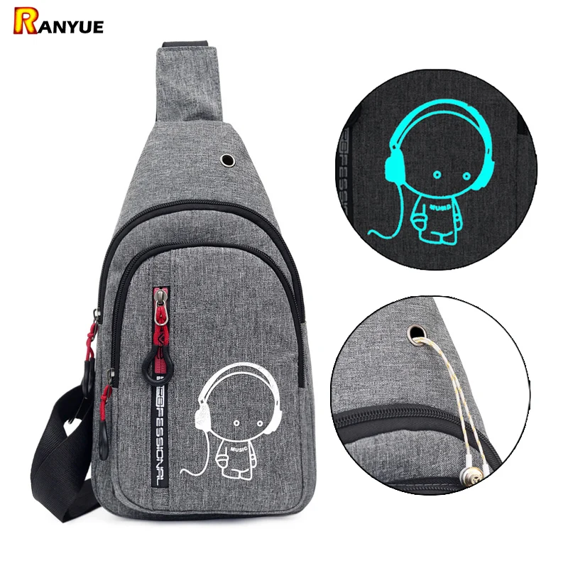 Светящиеся дорожные нагрудные сумки аниме для женщин и мужчин холщовая слинг