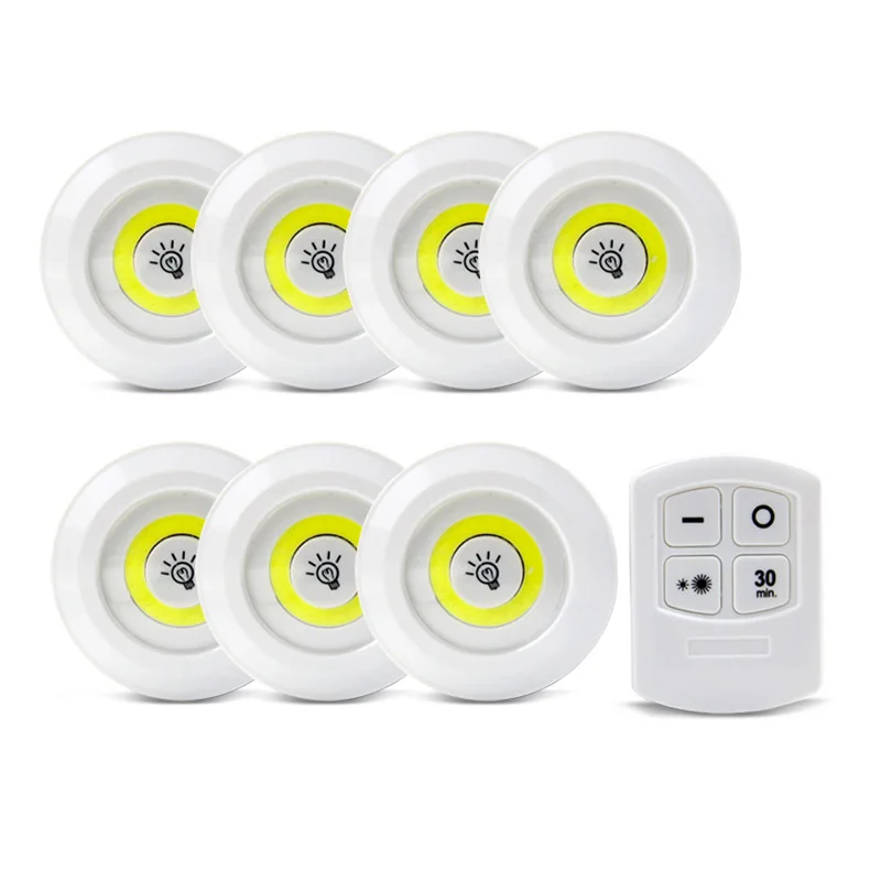 1Remote 7Lamp 3 Вт COB светодиодный ламповый светильник с пультом дистанционного управления на батарейках светодиодный светильник для шкафов светильник s для гардероба спальни Домашний Светильник ing - Испускаемый цвет: 1Remote 7Lamp