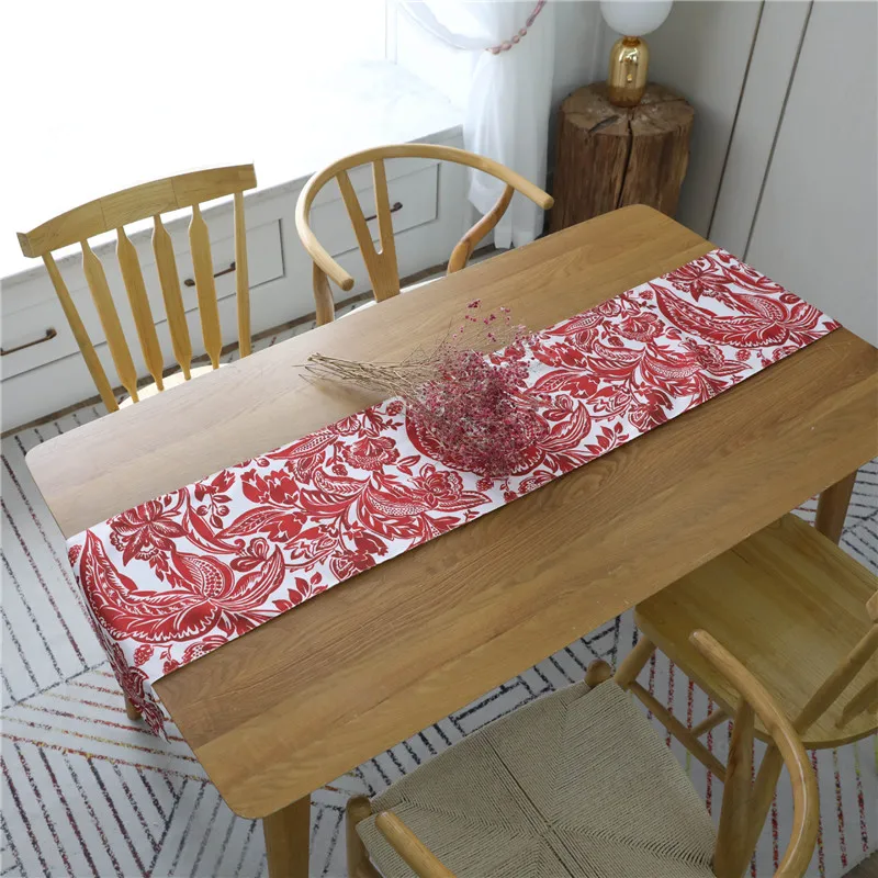 Новинка свадебная хлопковая настольная подстилка с цветочным принтом в