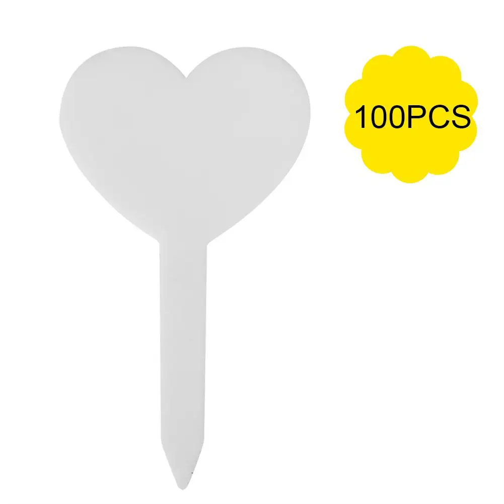 Белый 100 шт цвета наклейки для садоводства Heart-shape ярлыки для растений ПВХ материал водостойкий прочный - Цвет: Белый