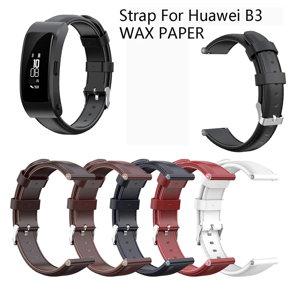 Регулируемый ремешок Замена для умных часов для huawei B3 восковые бумажные часовые 16 мм кожаный полосатый Ремешок Браслет спортивный браслет