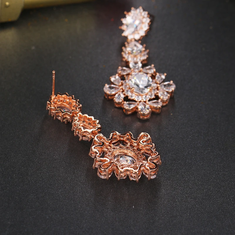 Женские длинные серьги подвески розовое золото|dangle earrings|long earringslong earrings for women |