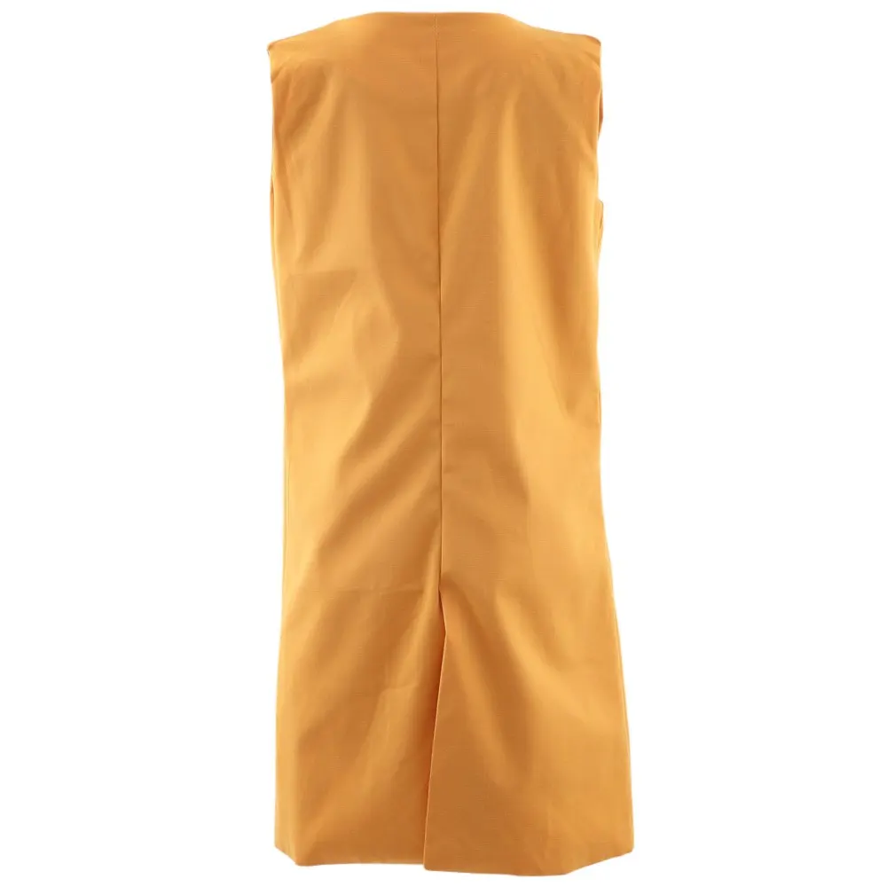 Nice Fashion Orange Long Vest Woman Sleeveless Lapel Collar Pocket Open Stitch Casual Winter Plus Size Waistcoat | Женская одежда