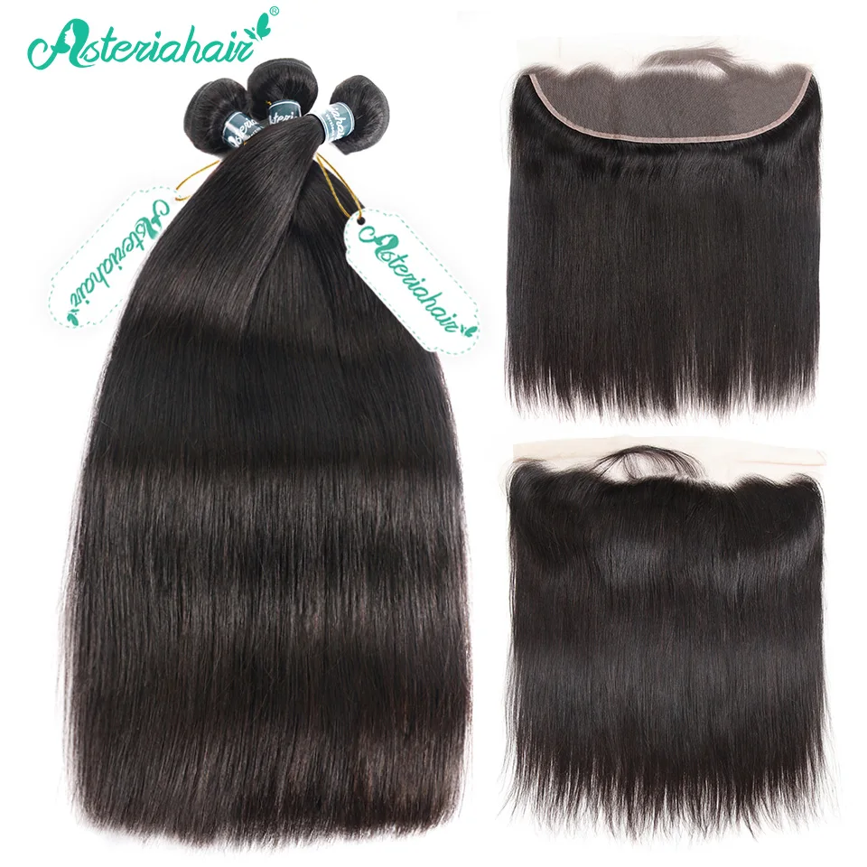 Бразильские прямые пучки волос с фронтальной застежкой предварительно