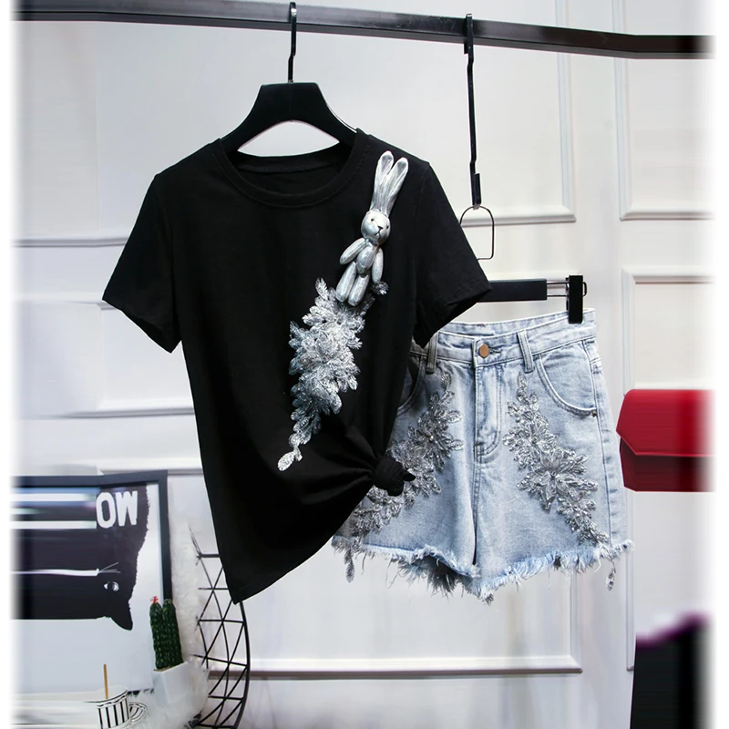 Высокая уличная Новая мода 2019 повседневный костюм комплект женский короткий