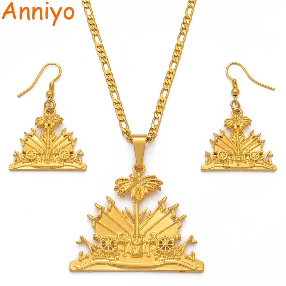Anniyo Haiti кулон в форме флага ожерелья Комплект сережек для женщин Ayiti элементы